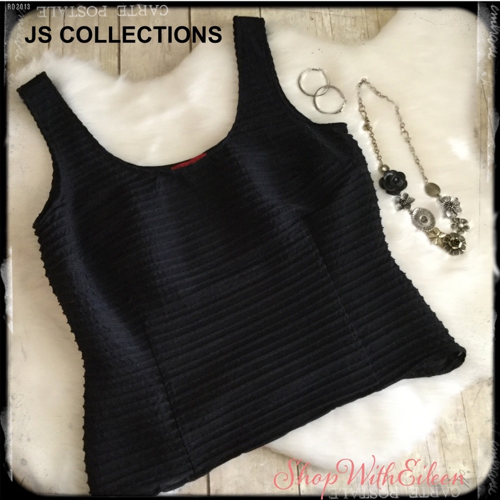 JS COLLECTIONS Black Bandage Style Fitted Tank Top